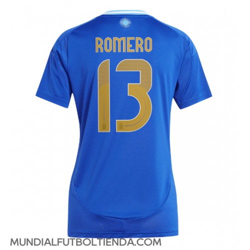 Camiseta Argentina Cristian Romero #13 Segunda Equipación Replica Copa America 2024 para mujer mangas cortas